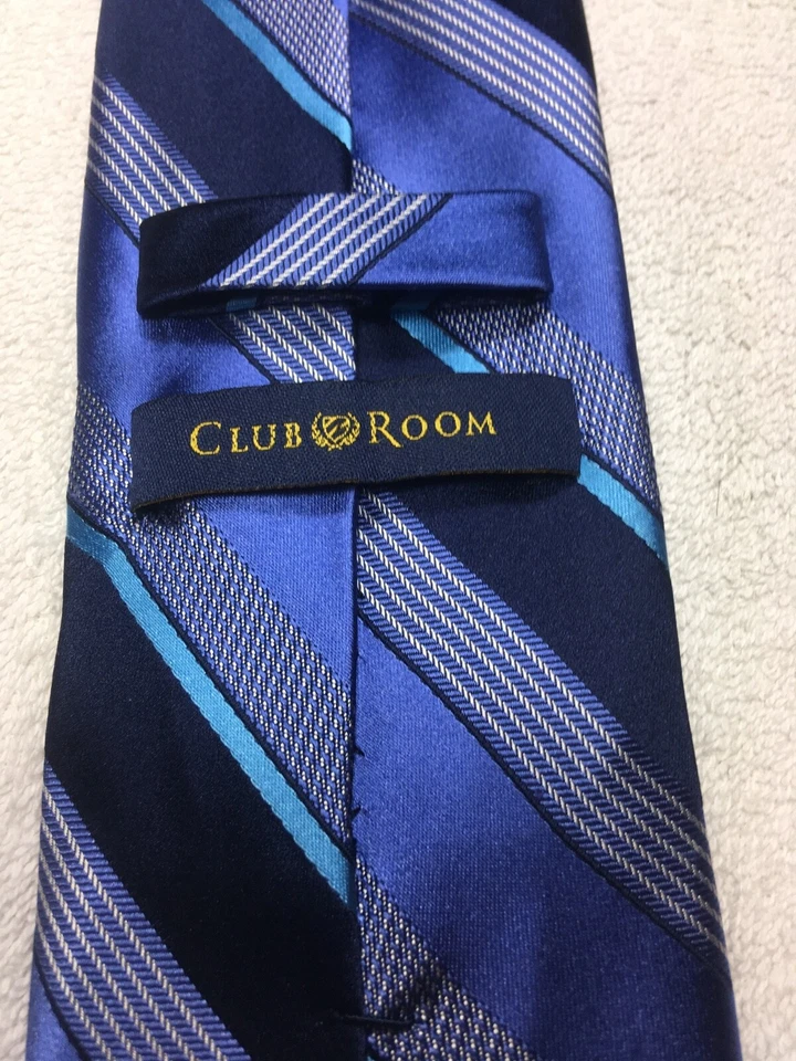 CLUB ROOM CORBATA HOMBRE AZUL MARINO GRIS VERDE AZULADO RAYAS 3,5 X 60 Foto 4 de 4