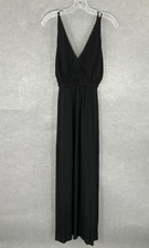 Lulus Dress Women S Black Slit Side Back Cut Out V-Neck Maxi Resortwear
