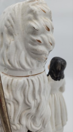 Rare Staffordshire Spaniel Dog & Girl Figurine lamp English Ceramics ~1850 - Picture 8 of 19