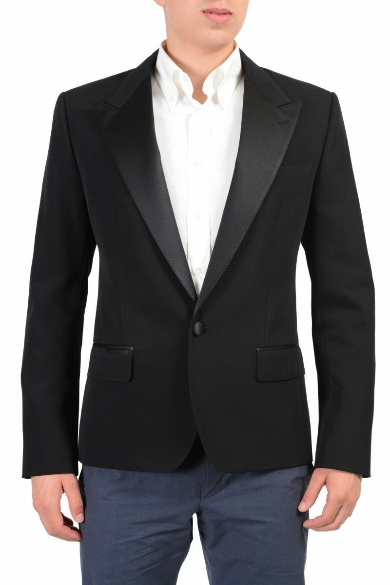 Dolce & Gabbana Wool Silk Black One Button Tuxedo Style Blazer Sz 40 42 44 48