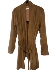 New Halston Camel Brown Tan Faux Suede Jacket Wrap Cardigan Coat Small Women’s