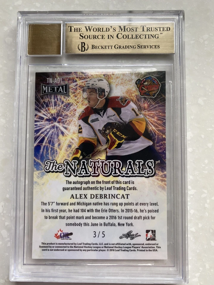 ALEX DEBRINCAT 2016 LEAF METAL  THE NATURALS AUTOGRAPH, Serial 3/5, BGS 9.5 - Image 4 of 4