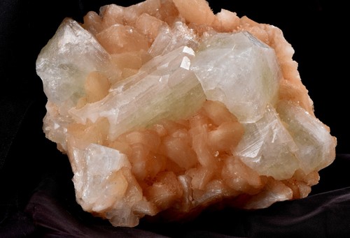 large peach stilbite with Green Apophyllite psychic direction and guidance#6697 - Picture 3 of 5