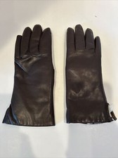 Brown Genuine Leather Gloves with White Fur Lining Women  s Size 7 - NWOT