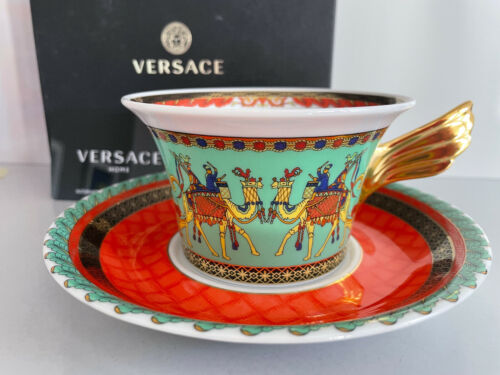 VERSACE Voyage de Marco Polo TEA CUP & SAUCER CELEBRATING 25 YEARS Rosenthal New - Picture 1 of 2