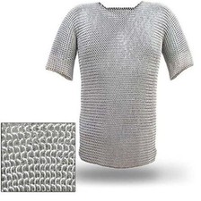   Medieval Chainmail Haubergeon   Butted Chain Mail Armor Shirt  