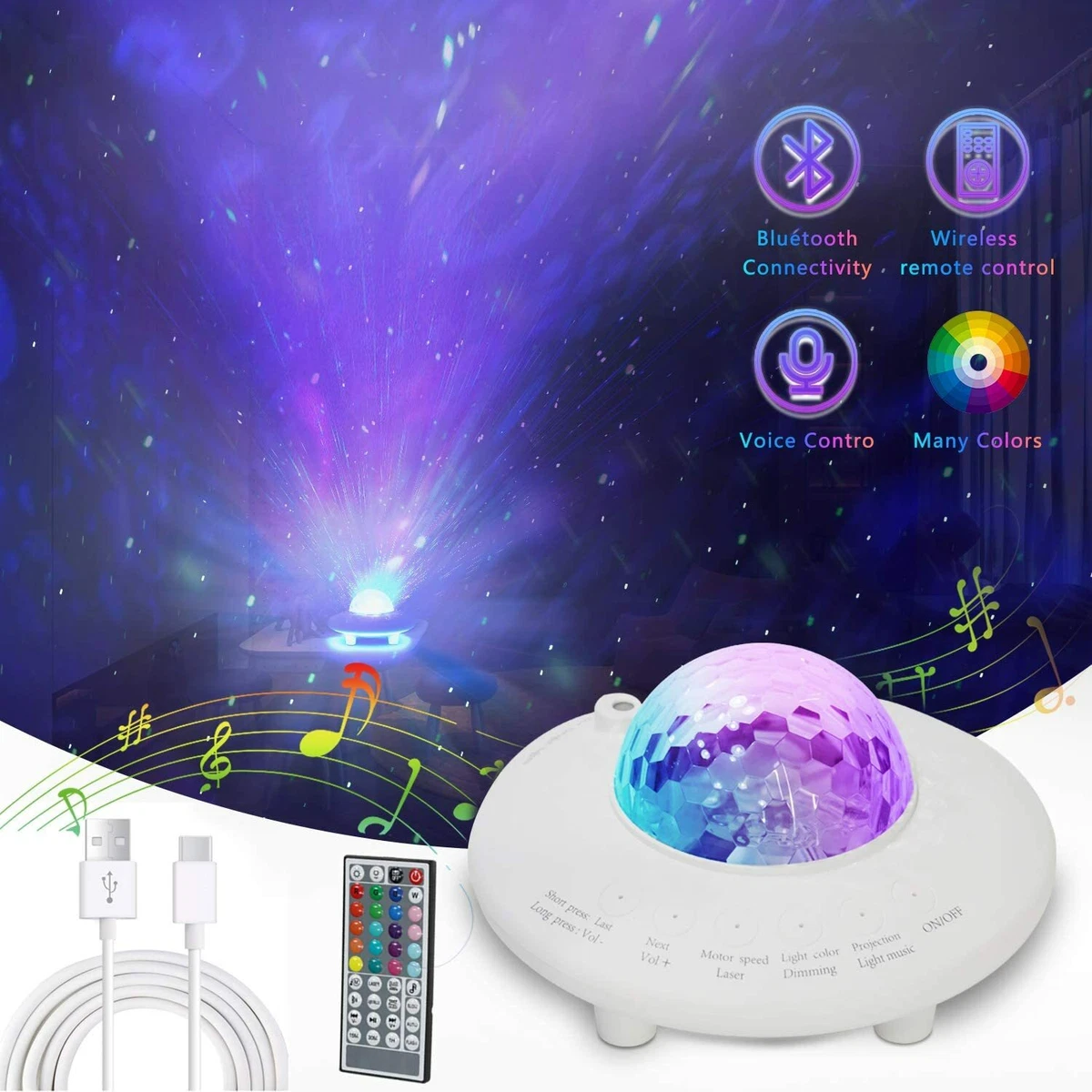 Star Projector Night Light, Starry Light Projector,Bubble Cloud Galaxy  Projector