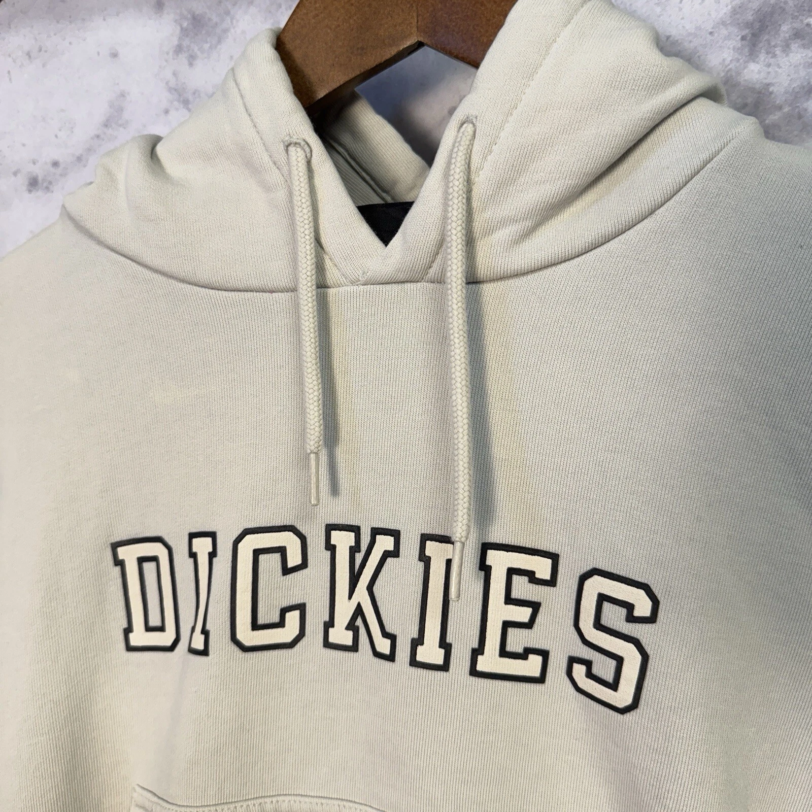 OFF WHITE Dickies Felpa con Cappuccio Donna Piccola Stile Crop Felpa Ricamata