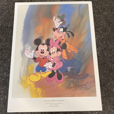 Disney Collectable Print for Castmembers/Employees Dec 1991 By Paul Wenzel Vtg