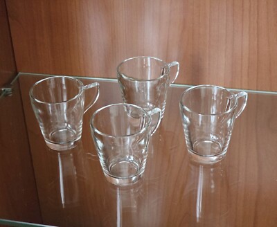 Set of 4 Clear Glass Espresso Cups *NEW*