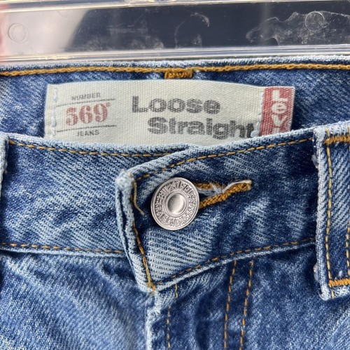 Levis Jeans Juniors 9 Blue 569 Jeans Loose Straight Blue Faded R 24.5 x 23.5 - Picture 9 of 12