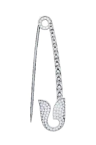 1.10Ct Round Cut Simulated Diamond Safety Pin brooches pins14k White gold plated - Picture 3 of 7