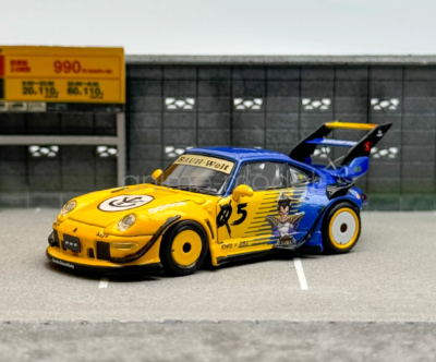 SW 1:64 Yellow Dragon Ball RWB 993 911 Racing Sports Diecast Metal