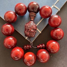 Indian Rosewood Bead Bracelet Buddha Head Mala Jewelry Unisex 20mm Handmade