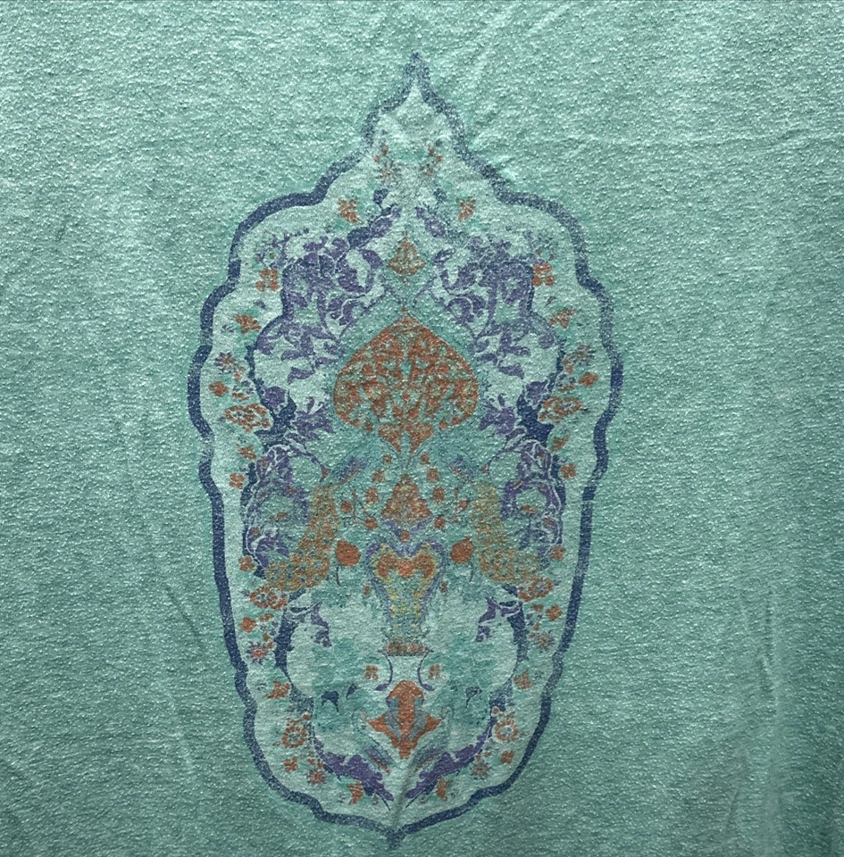 Lucky Brand T-Shirt Womens 2XL Green Mint Short Sleeve Scoop Neck Persian Print - Image 3 of 4