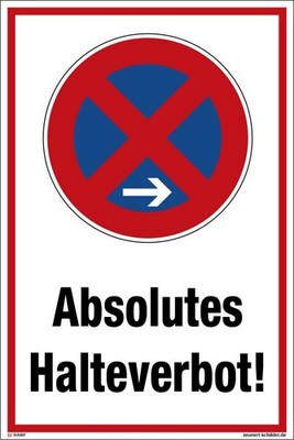 Absolutes Halteverbot, Aufstellung ''Anfang'', Kunststoff, Aluverbund, Aufkleber