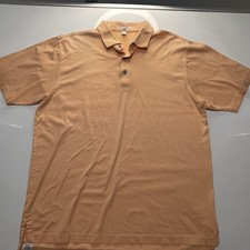 Peter Millar Polo Shirt Peach 100% Cotton Collared Short Sleeve Men's Size L