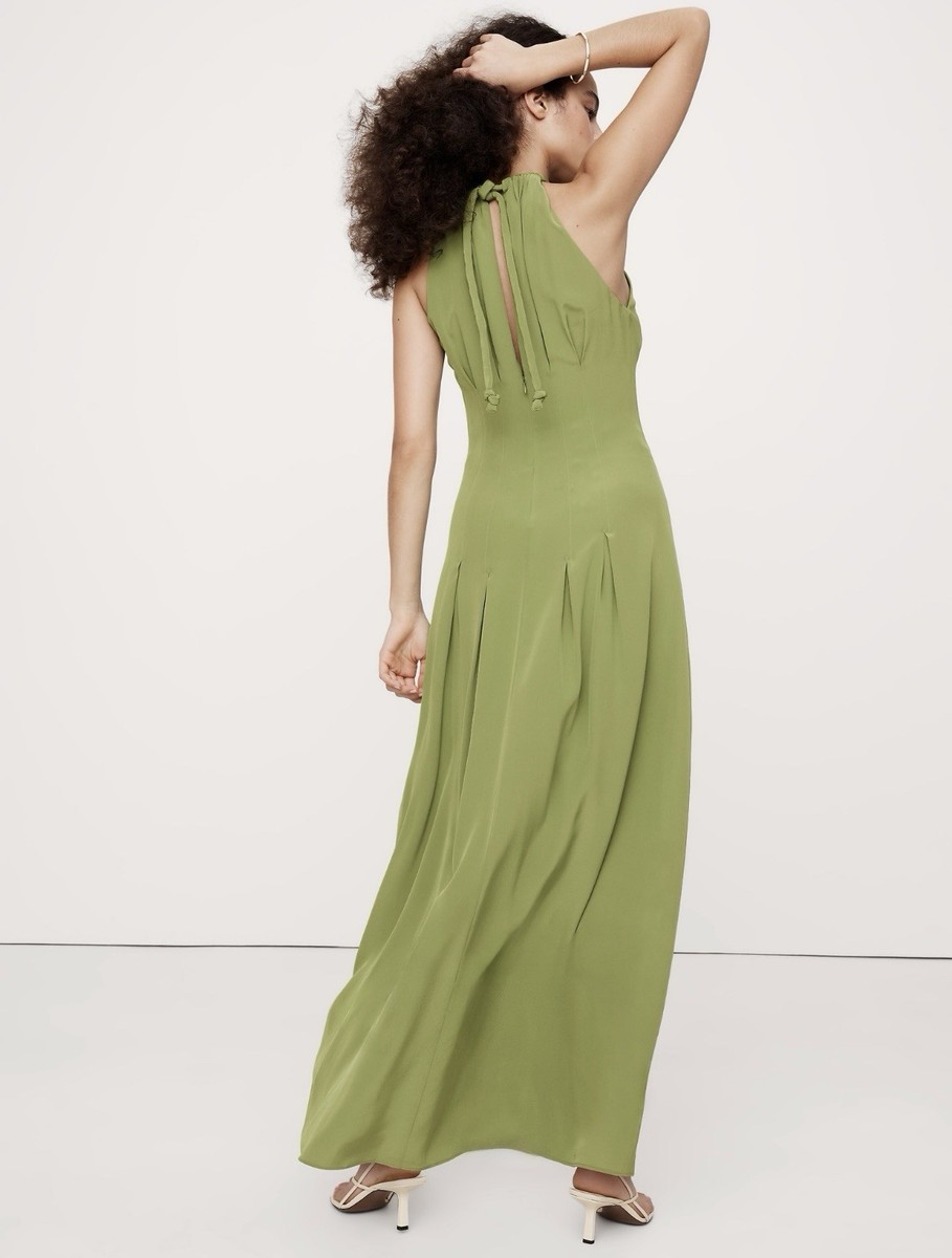 Banana Republic Green Matte Silk Halter Maxi Dress Size 6 NWT RT$350 | eBay