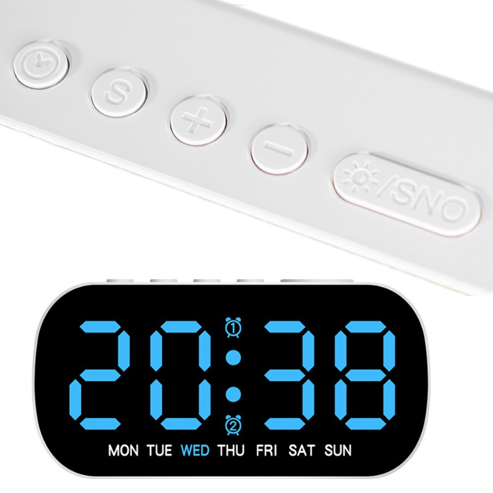 LED Desk Alarm Clock Nightlight Snooze Quiet Battery Powered Bedroom Non Ticking