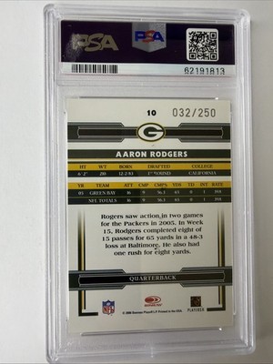 2006 Donruss Threads #10 Aaron Rodgers Retail Pewter PSA 9 MINT /250