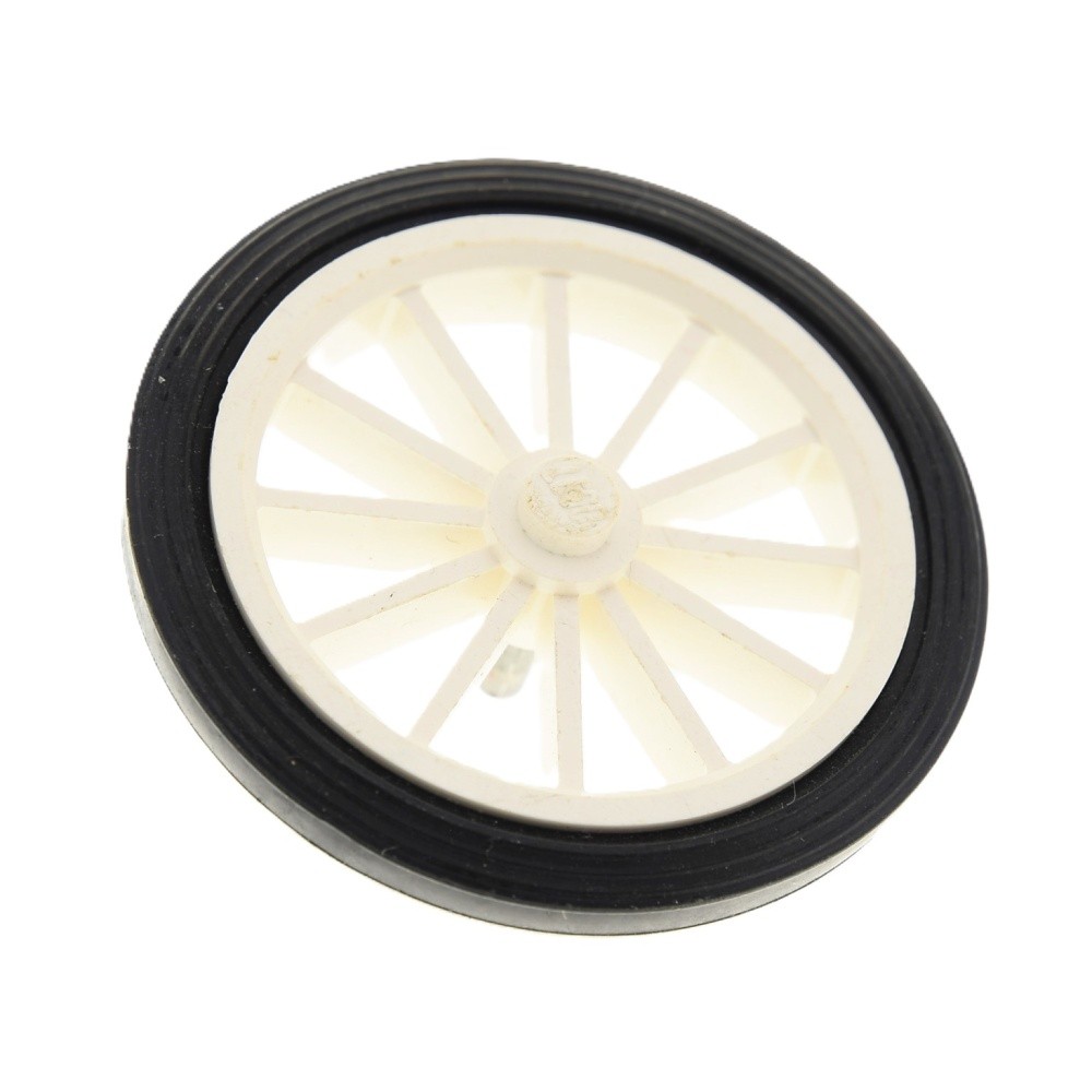 1X Lego Wheel Tire Black Smooth 43 Mm Rim Spoke White Car 391 36 35C01
