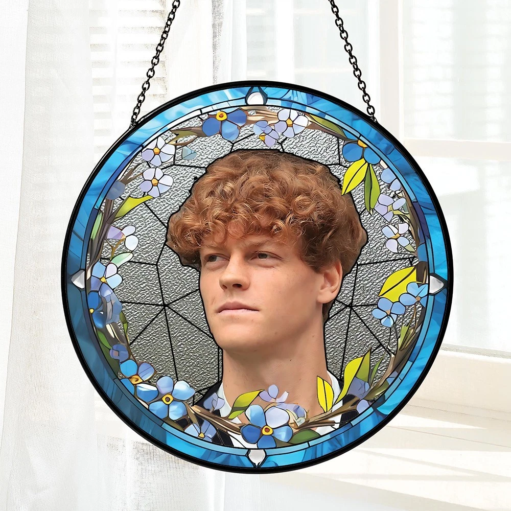Jannik Sinner Stained Glass Suncatcher- Home Window Hanging Ornament