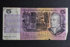 Australia $5 5 Five Dollars 1972 Phillips Wheeler Banknote NGU 002453 - Good