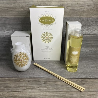 Greenair sentiments home fragrance pink sugar plum reed diffuser 8.8 fluid ounc