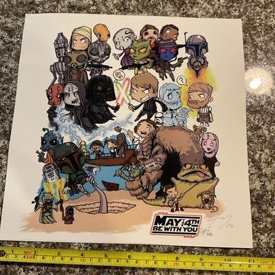 Star Wars May The 4th Be With You Lithograph Print Ap. 2/30 Signed 11x11