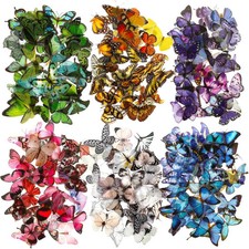 COMNICO 240PCS Butterfly Stickers, PET Waterproof Transparent Colorful Resin Dec