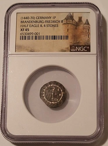 Germany Brandenburg Friedrich II (1440-70) Silver Pfennig XF45 NGC