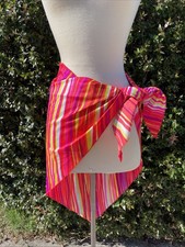 NOS VTG 60s DeWeese Design Sarong Wrap Tie Beach Swim Cover Up Mod Neon Stripe