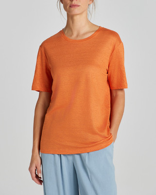 GANT Damen T-Shirt Orange Rundhals Kurzarm 100% Leinen Gr. XS 4203486