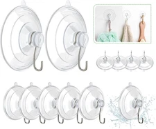 HangerSpace Suction Cup Hooks, 12 Packs Combo Set Clear PVC Suction Cups with Me