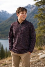 Tek Gear Red Spacedye 1/4 Zip Fleece Pullover Outdoors Baselayer Boys' L 14/16