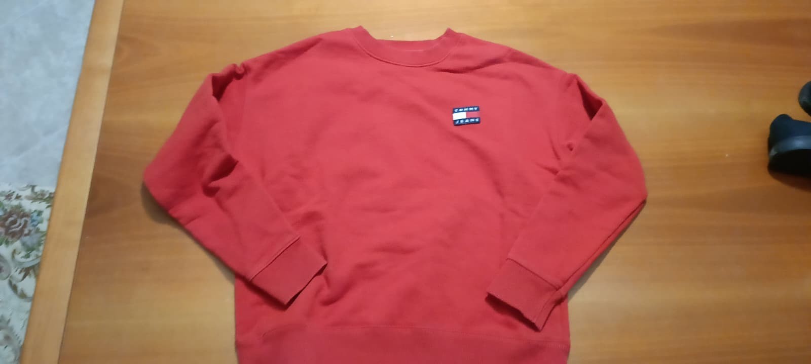 Tommy Jeans Felpa Uomo Rossa S Regular Girocollo Manica Lunga Logo Cotone