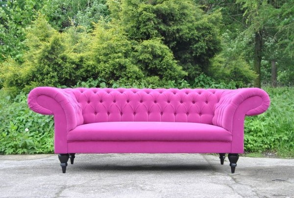 Chesterfield Dreisitzer Design Couch Polster Sitz Sofas Textil Sofa 3Sitzer Pink-image