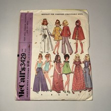 McCalls Crafts Pattern 3429 11.5" Teen Doll Fashion Clothes 1970s Mini Dress