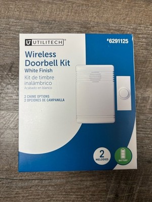 Utilitech Wireless Doorbell Kit White 6291125 2 Chime Options Battery Included