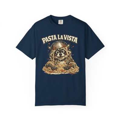 Pasta La Vista Diet T-shirt | Vintage Skull Eating Spaghetti, Humorous Food Tee