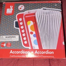 Janod Accordion Wooden Toy Red Polka Dot for Kids Ages 3-8 Years 3-4 4-7