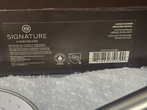 NEW Signature Hardware 449829 Hand Shower In Brushed Nickel - SHHS4110GZBN - Picture 2 of 6