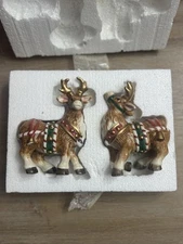 Fitz and Floyd Christmas Candy Lane Reindeer Salt & Pepper Shakers 2058/231 wBox
