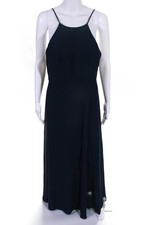 Jenny Yoo Womens High Neck Spaghetti Strap Kayla Gown Navy Blue Size 8 11314829