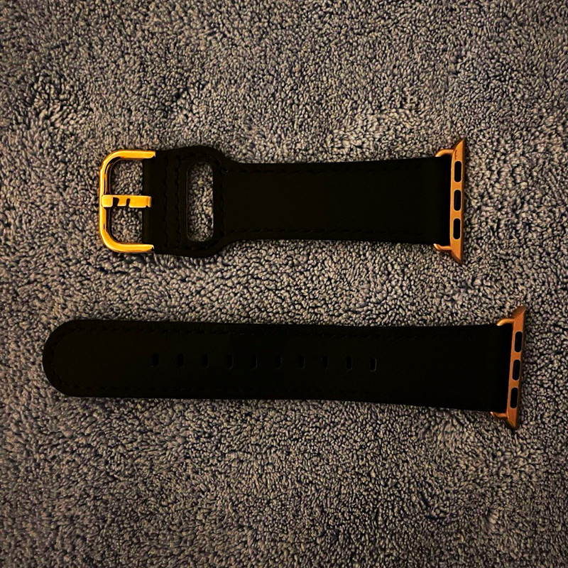 Black Faux Leather Apple Watch Strap Band, Replacement for 38/40/41mm Models