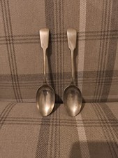 2 Gnarly Antique Victorian ? Tablespoons Montana Silver C&W TV Film Theatre Prop