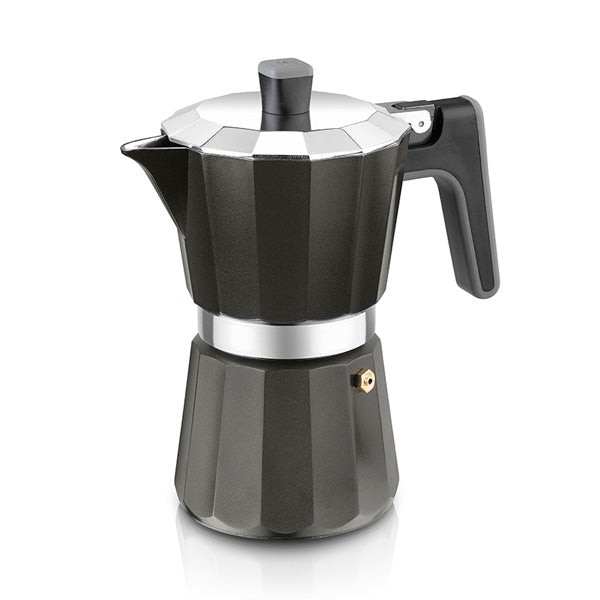 BRA Perfecta Black | Cafetera de inducción italiana, aluminio, capacidad
