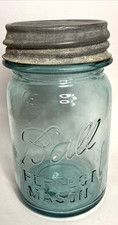 Vintage Ball Perfect Mason Aqua Blue Pint Jar w/ Lid #6 On Bottom