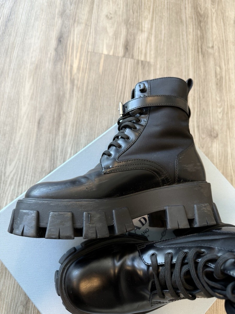 Prada Monolith Combat Boots Leather and Nylon - 40 | eBay