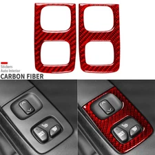 Red Carbon Fiber Rear Window Lift Switch Button Trim For Cadillac DeVille 00-05